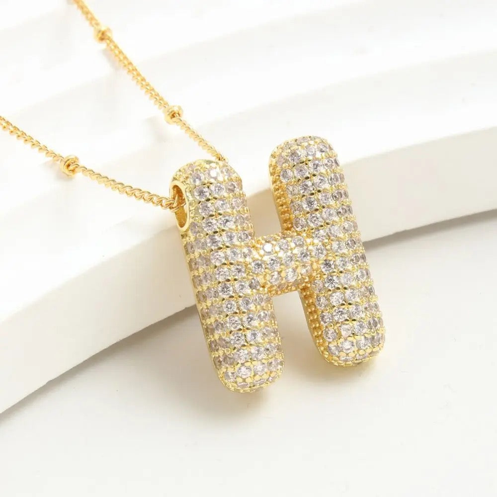 Balloon zirconia initial necklace