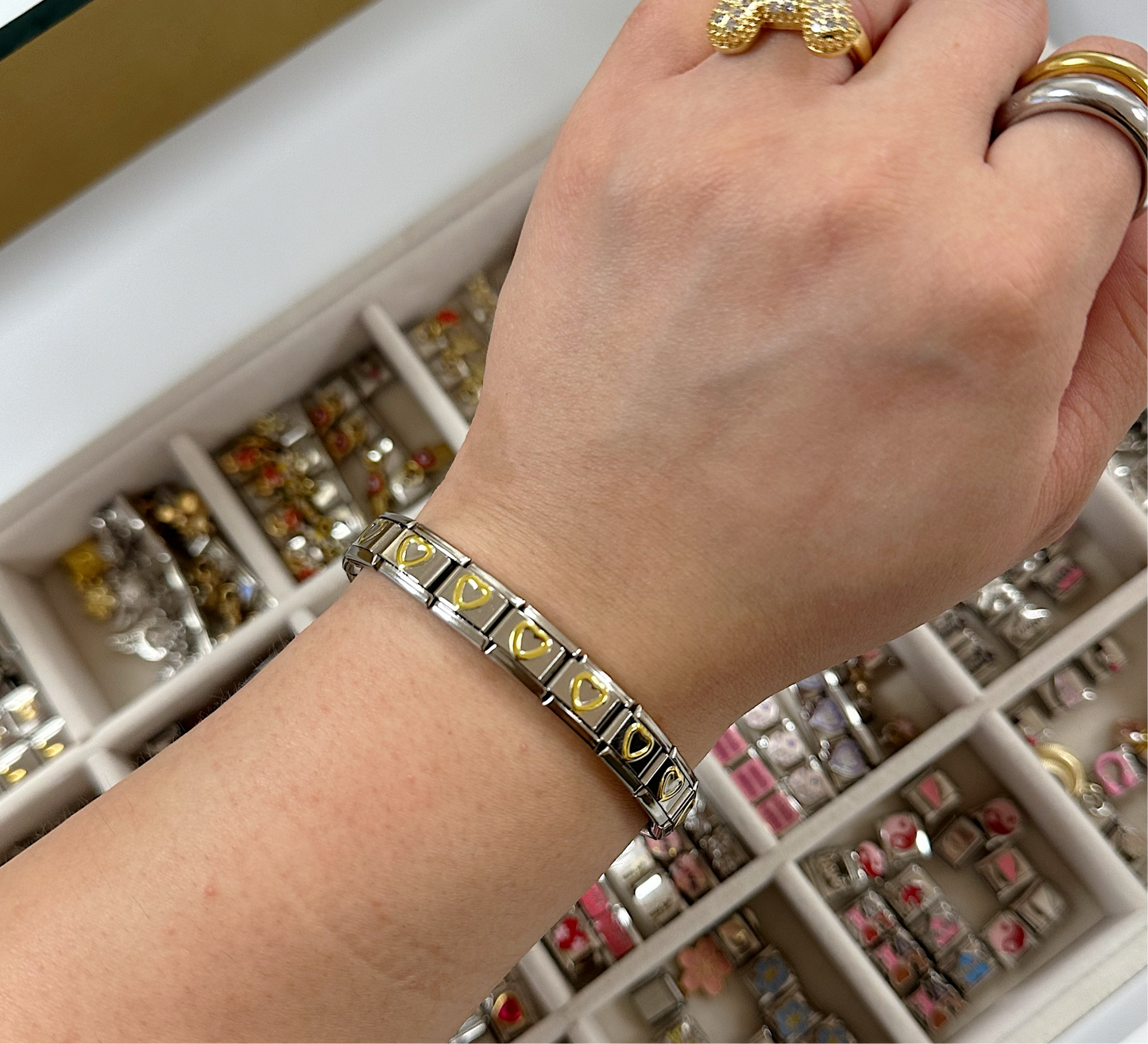 Heart two tone Italian bracelet