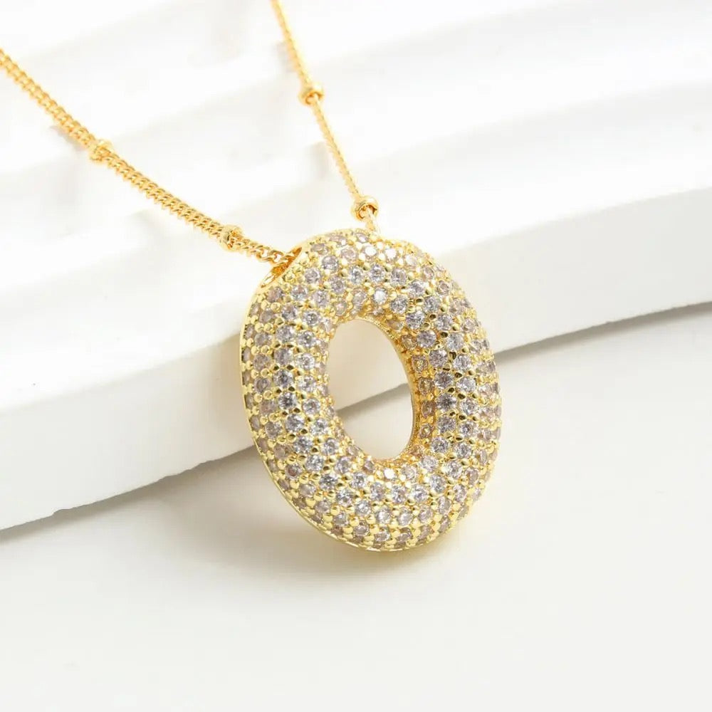 Balloon zirconia initial necklace