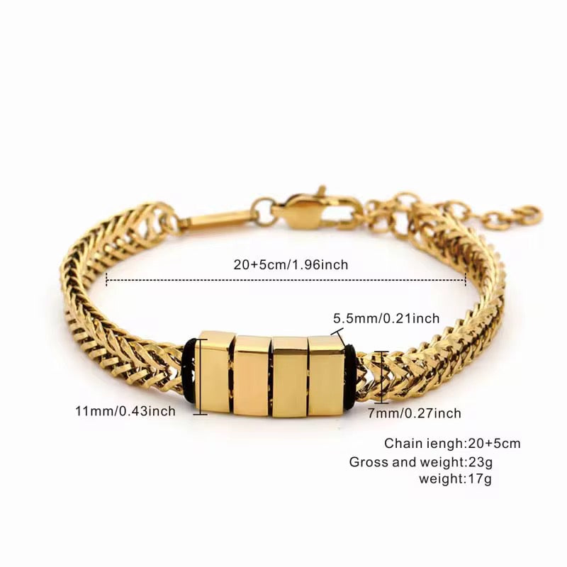 Gold Dad Bracelet with Kids’ Names - Engraved Family Jewelry - Husband Father’s Day Gift
