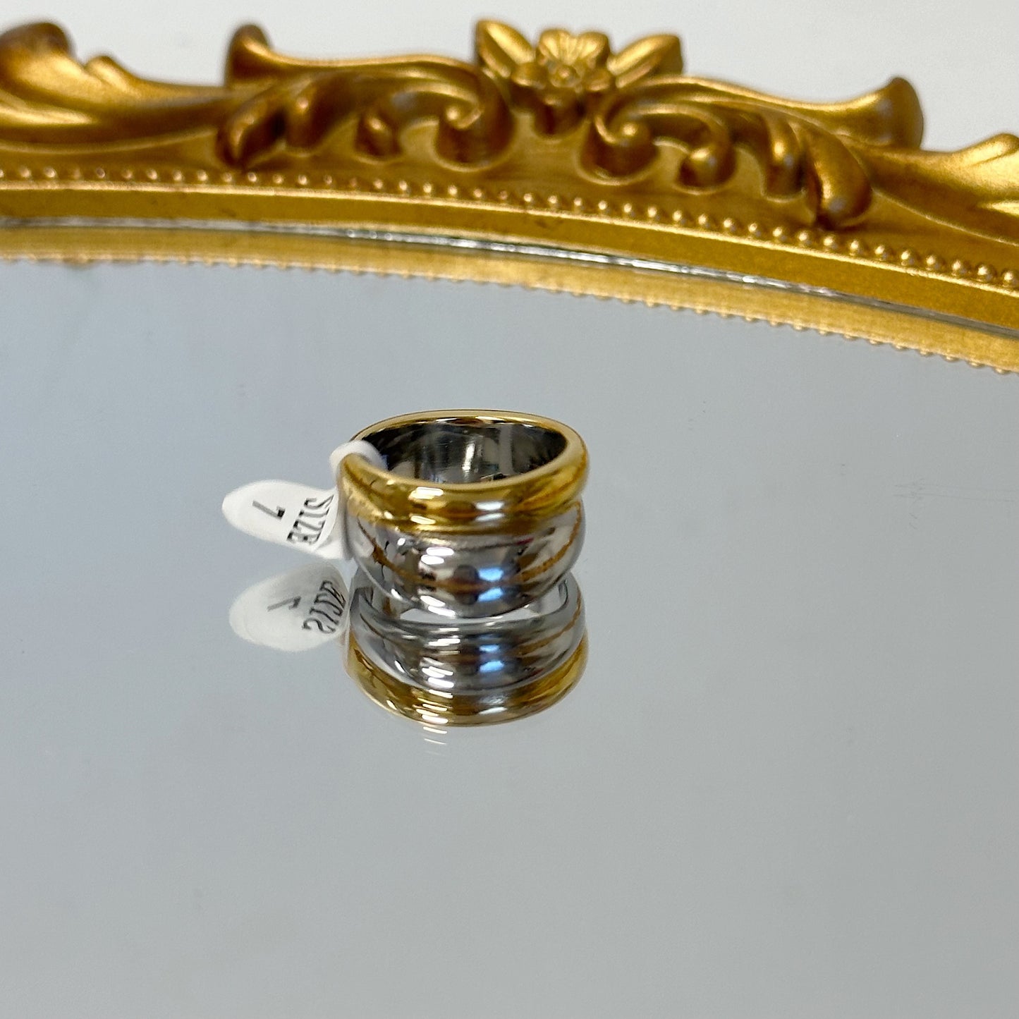 Sage two tone ring