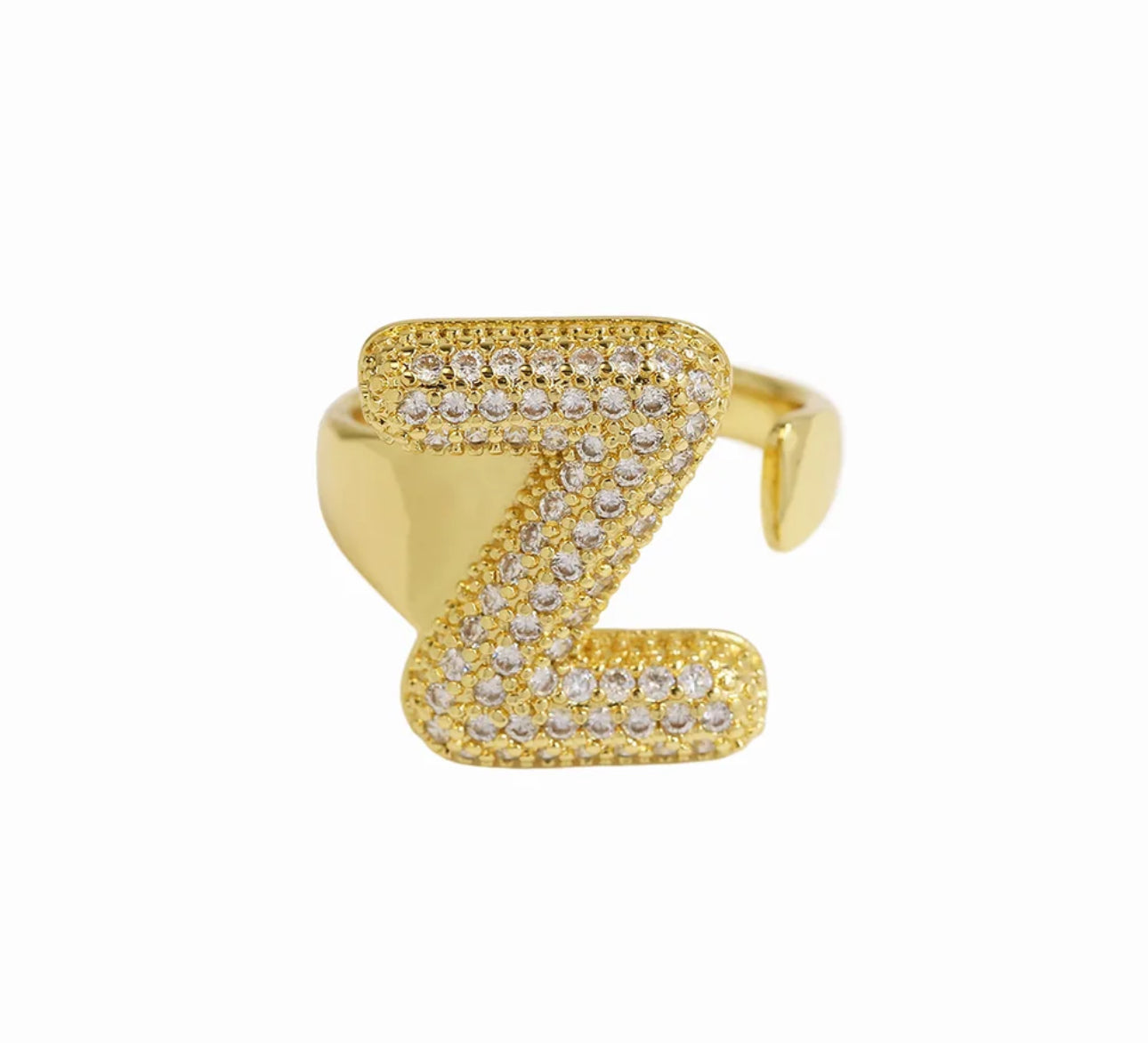 Initial Zirconia Gold Ring