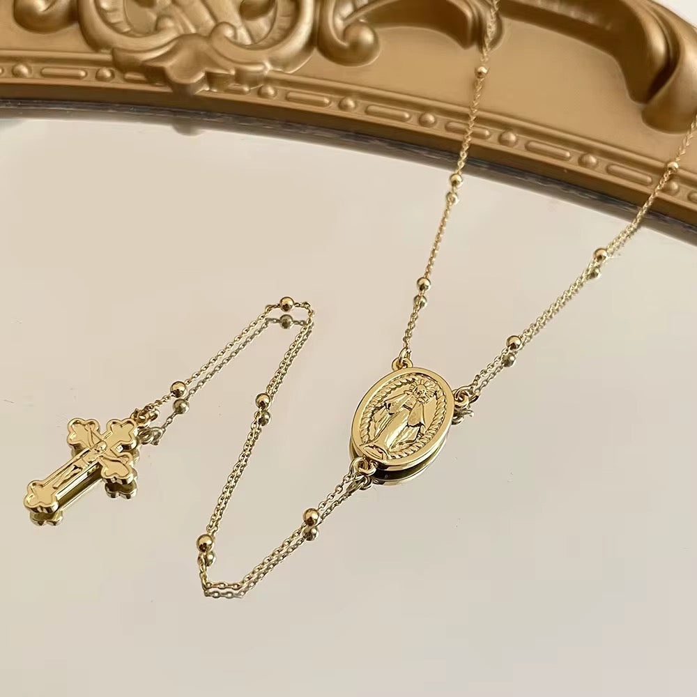 Dainty Virgin Mary Rosary Gold