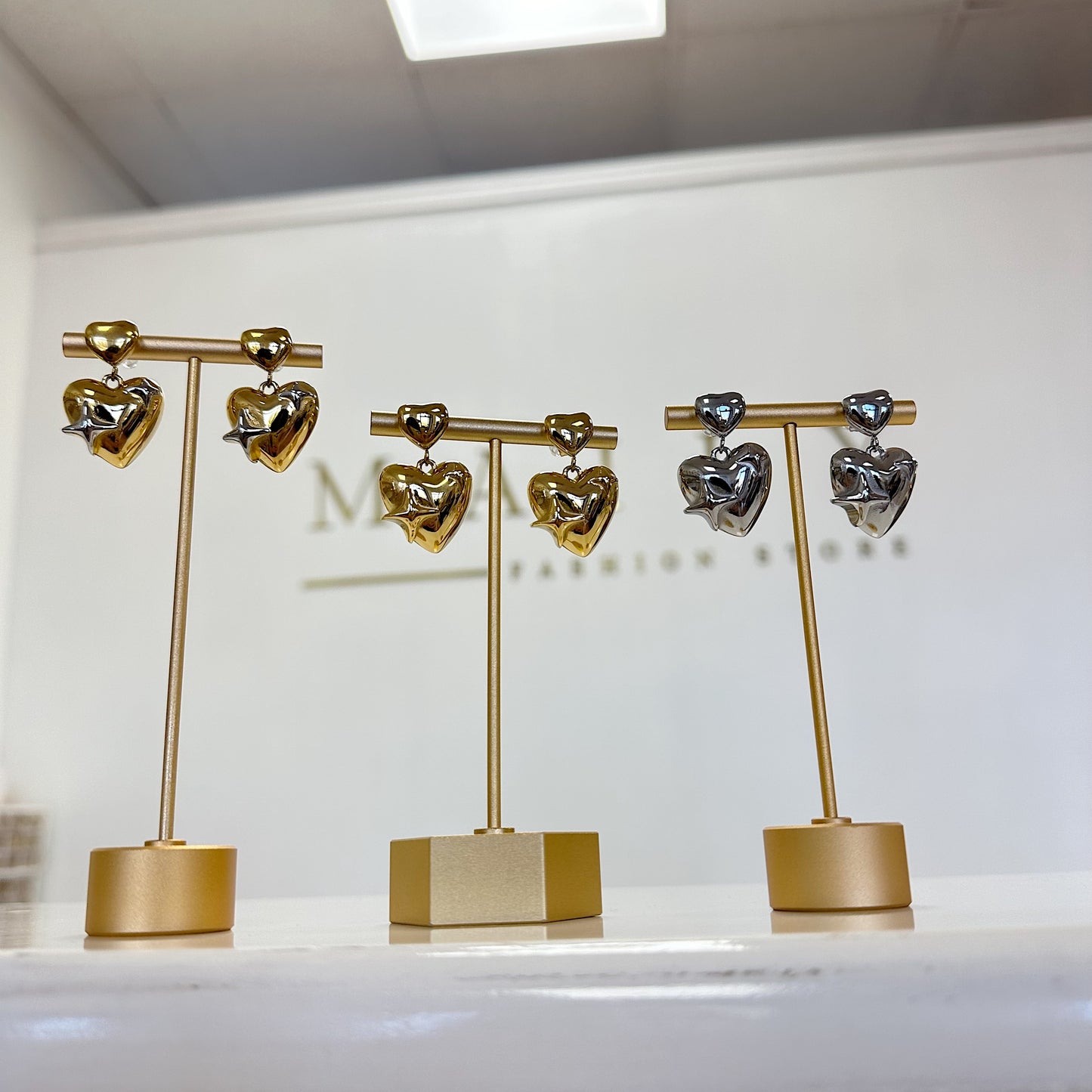 Sparkly double heart earrings