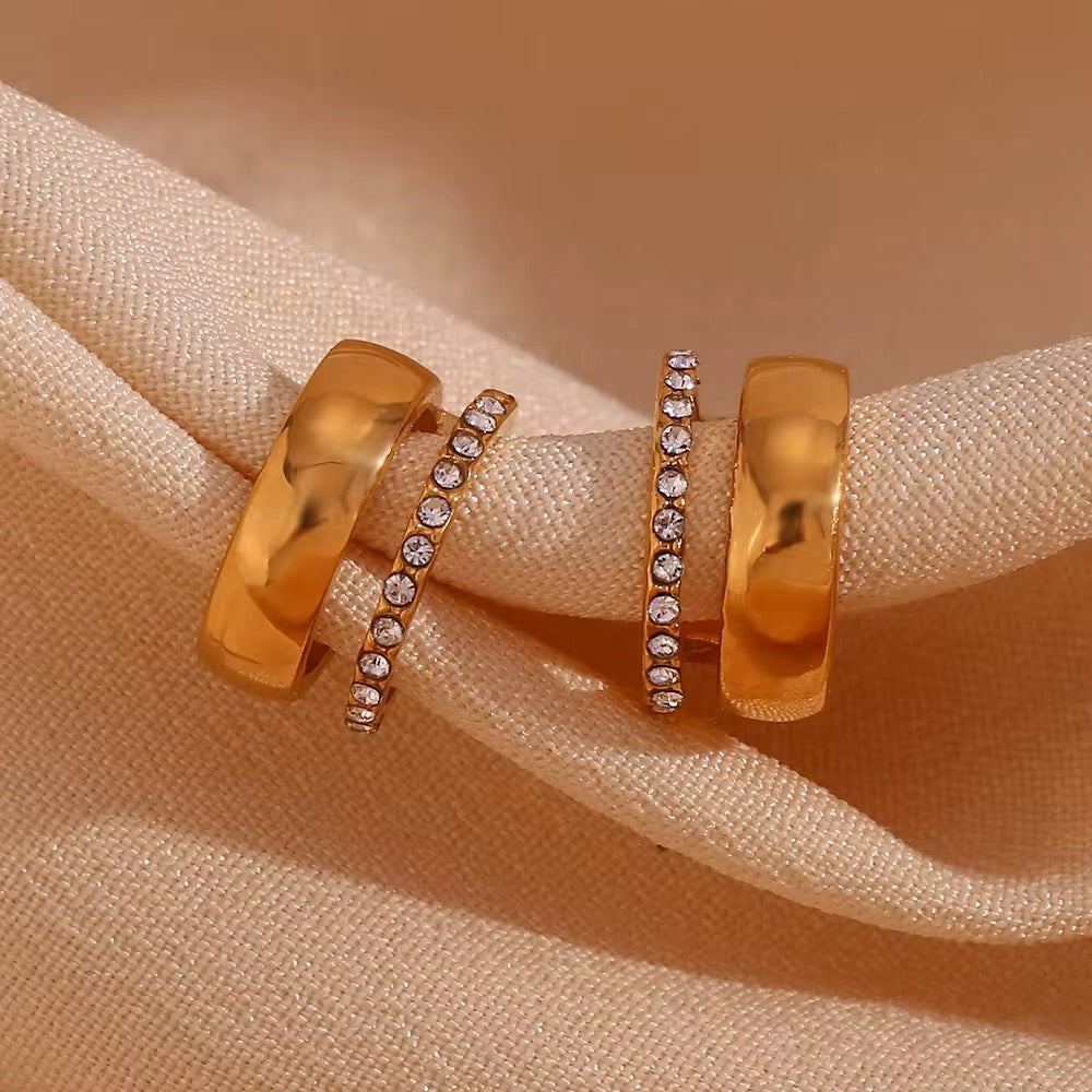 Double layer dainty rhinestone gold ear cuff
