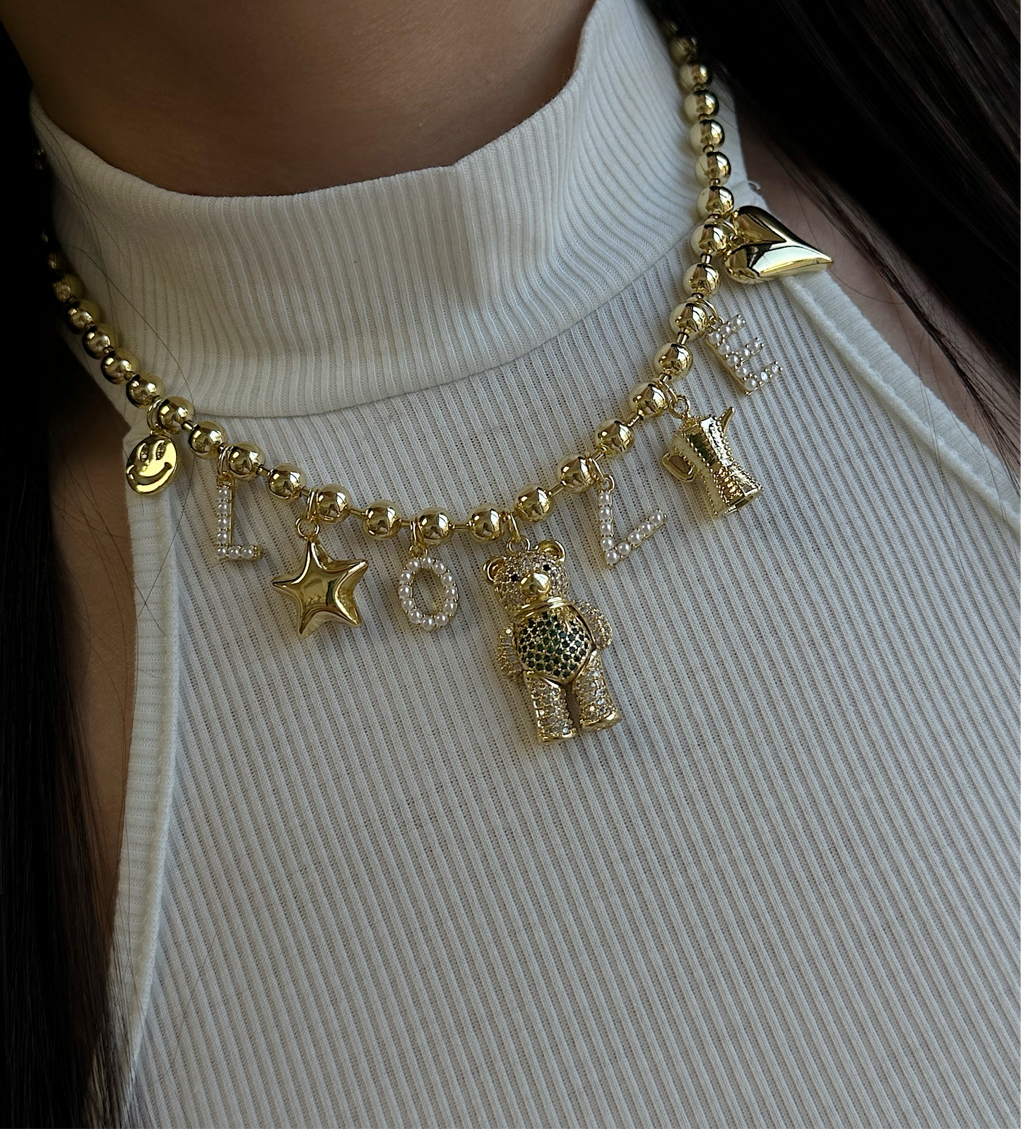 Love pearl charm necklace