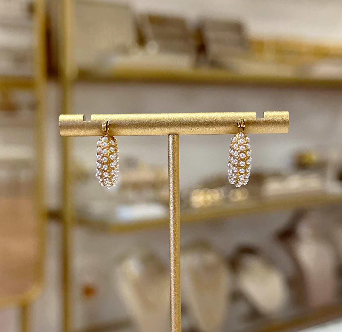 Mini Gold Pearl Hoop