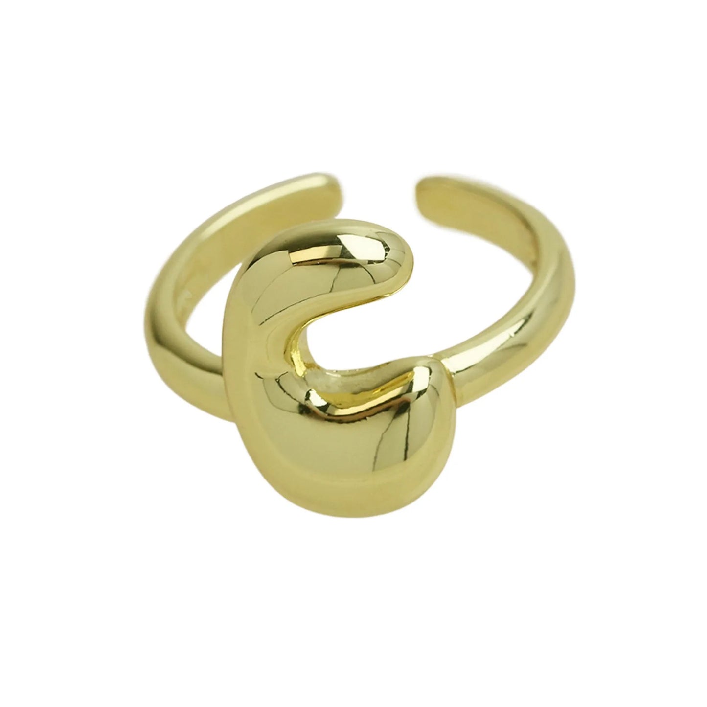 Groovy initial gold Ring