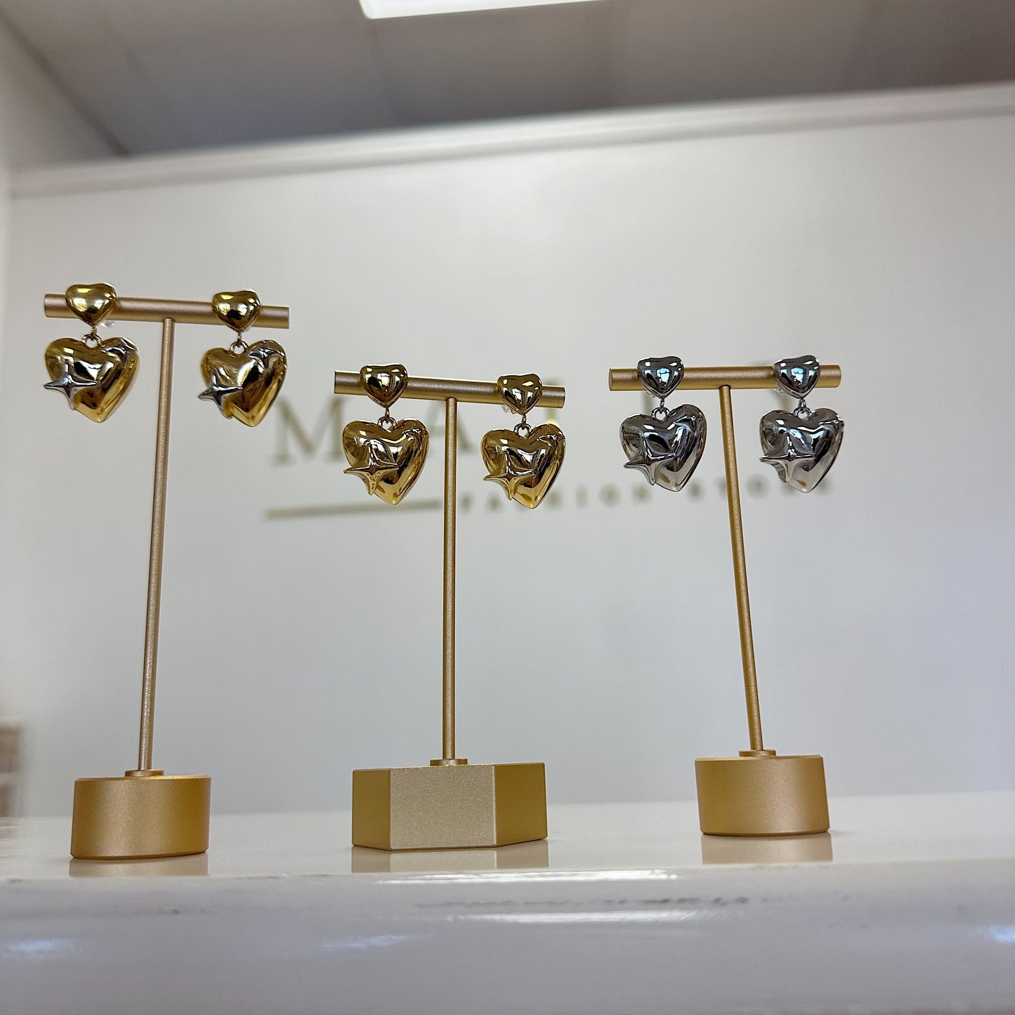 Sparkly double heart earrings