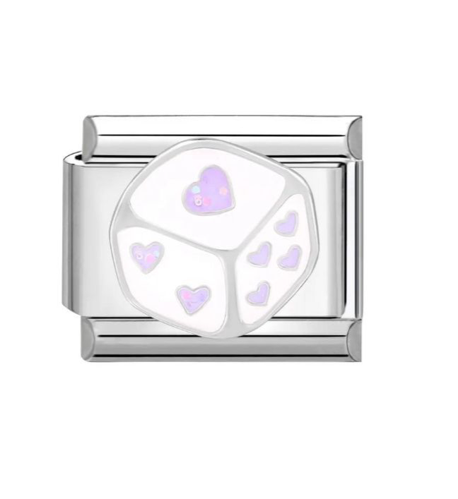 Purple Heart dice Italian bracelet
