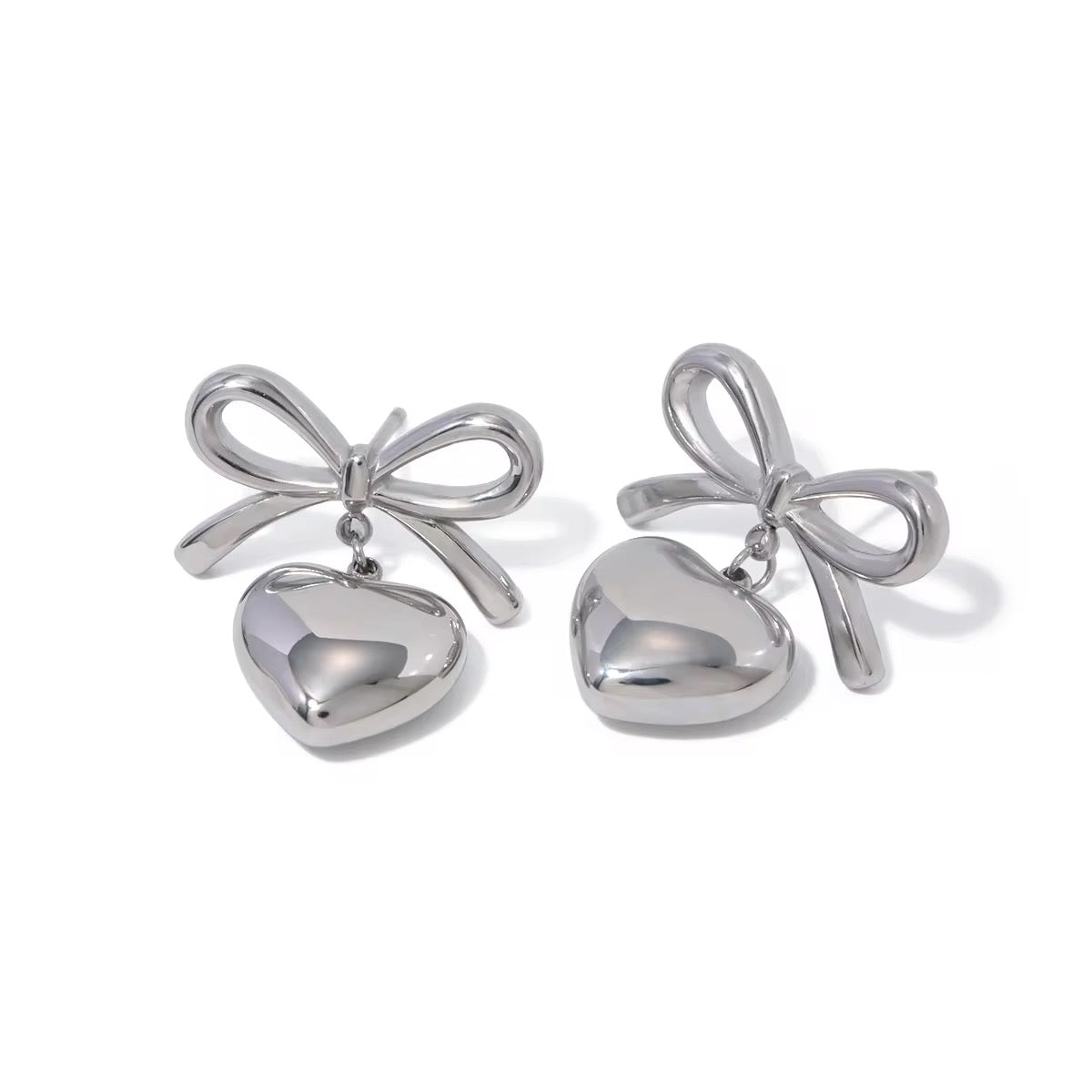 Loved Silver Bow Earrings