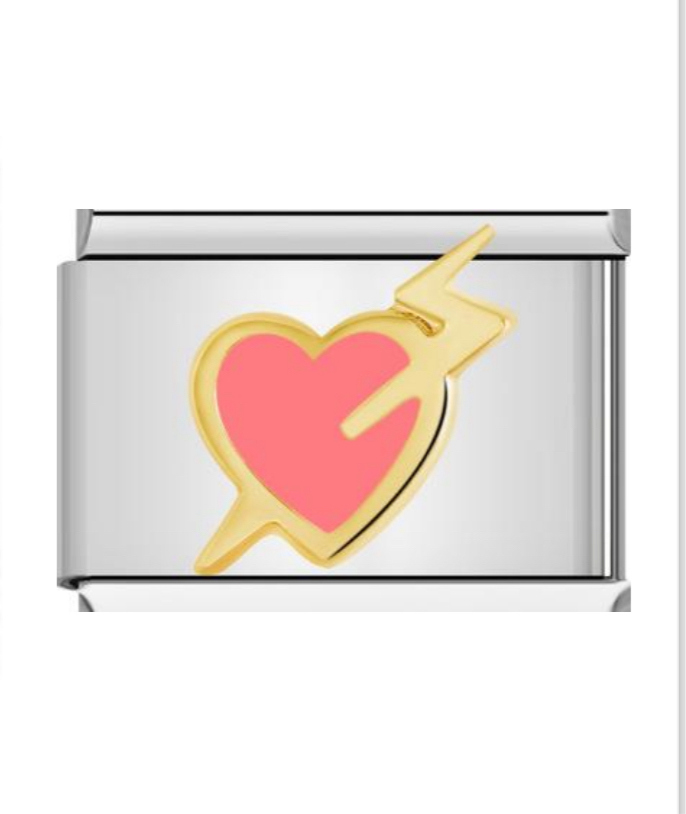 Heart gold and pink Italian charm