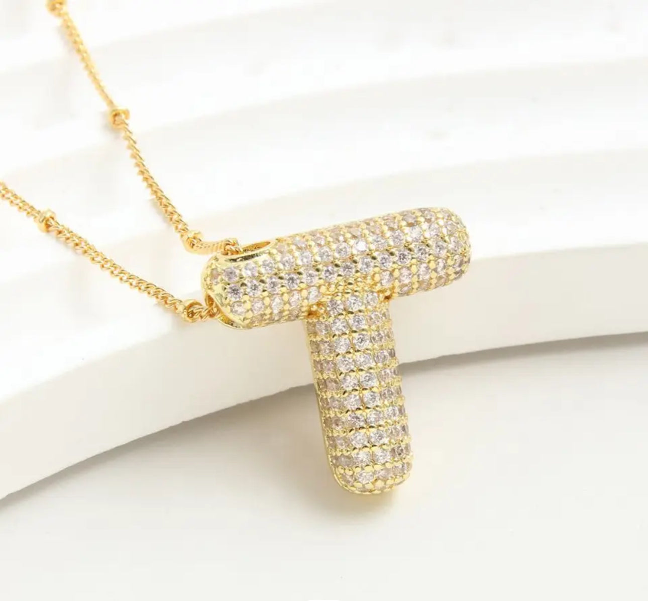 Balloon zirconia initial necklace