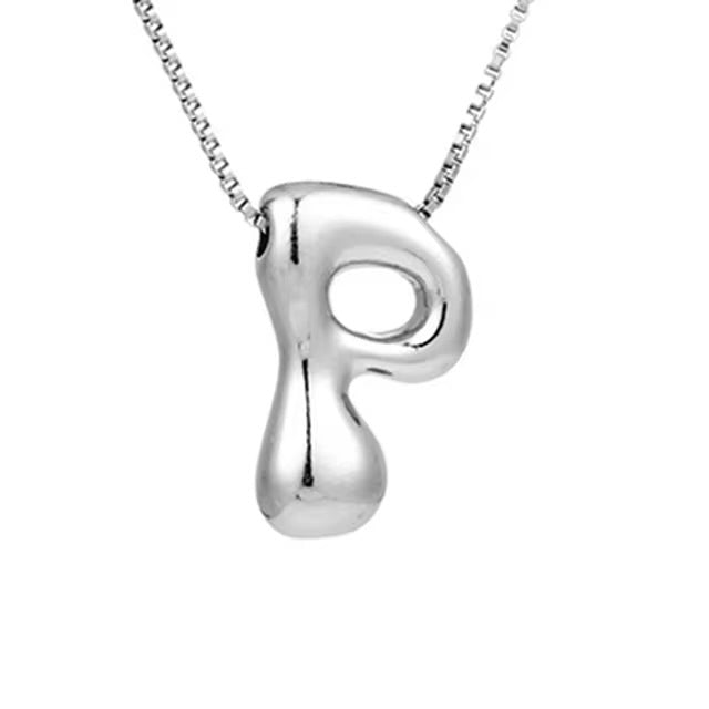 Groovy initial letter necklace SILVER