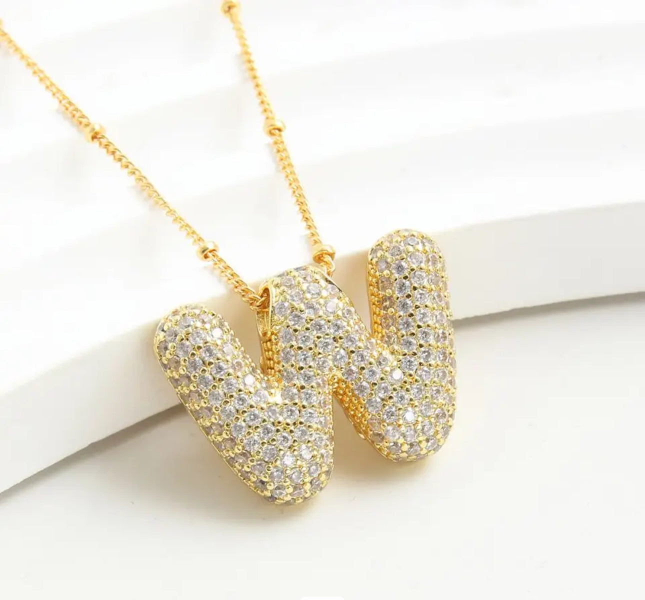 Balloon zirconia initial necklace