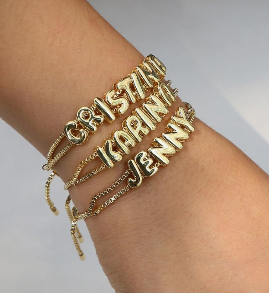 Personalized bubble name bracelet