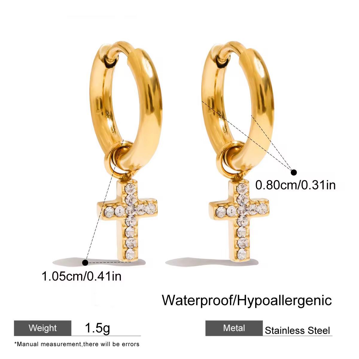 Cross huggie earring
