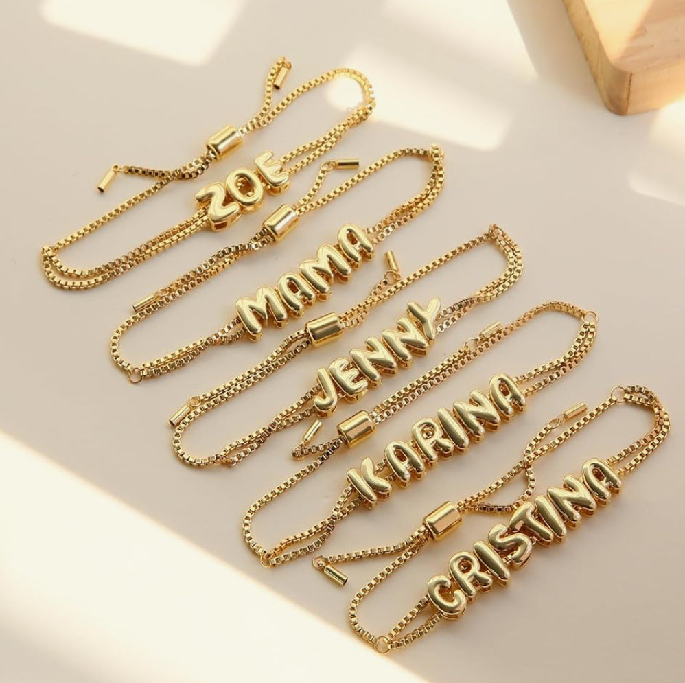 Personalized bubble name bracelet