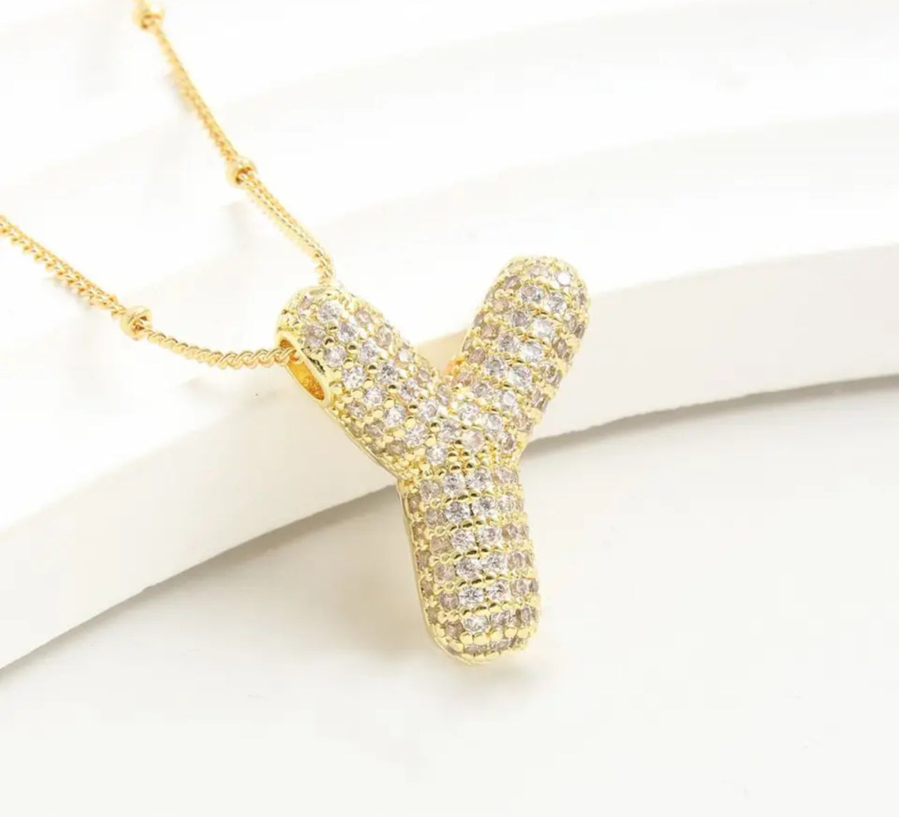 Balloon zirconia initial necklace