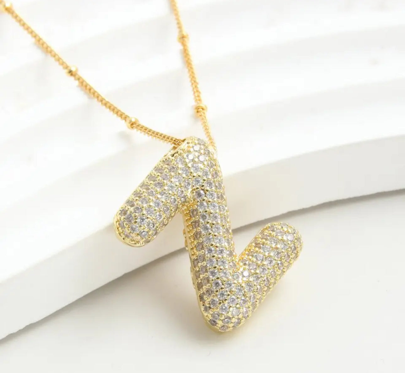 Balloon zirconia initial necklace