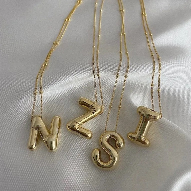 Balloon Gold initial necklace