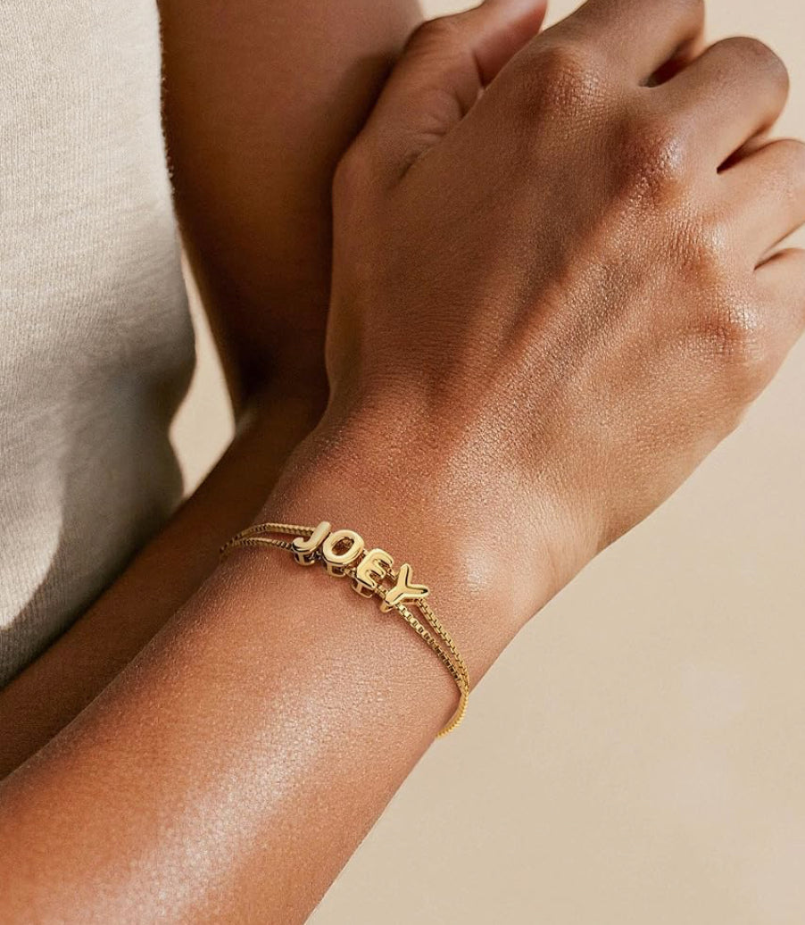 Personalized bubble name bracelet