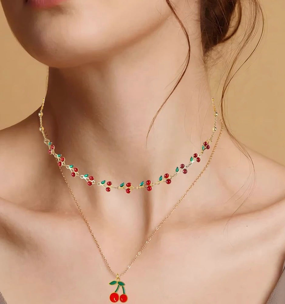 Cherry double layer necklace