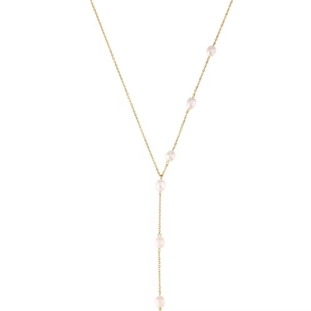 Pearl tie necklace