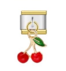 Cherry hanging bi color charm