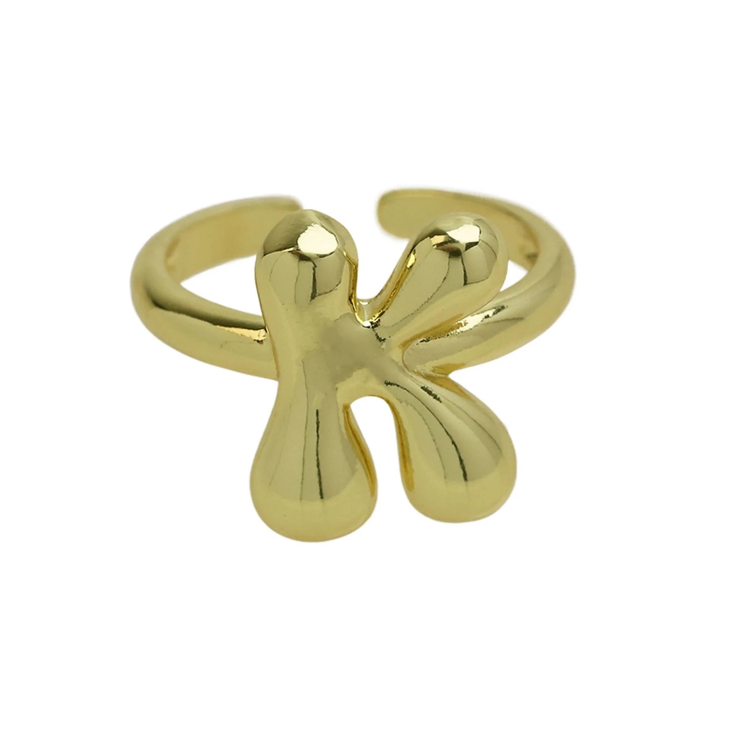 Groovy initial gold Ring
