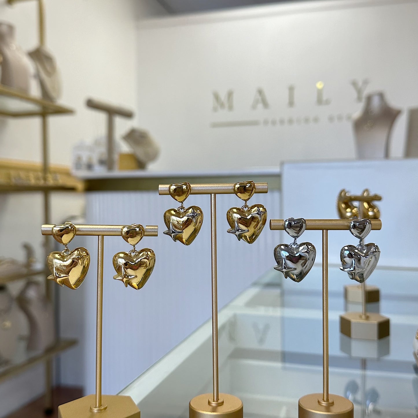 Sparkly double heart earrings