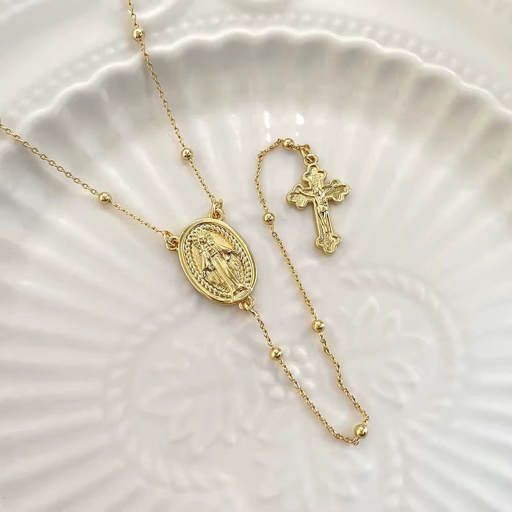 Dainty Virgin Mary Rosary Gold