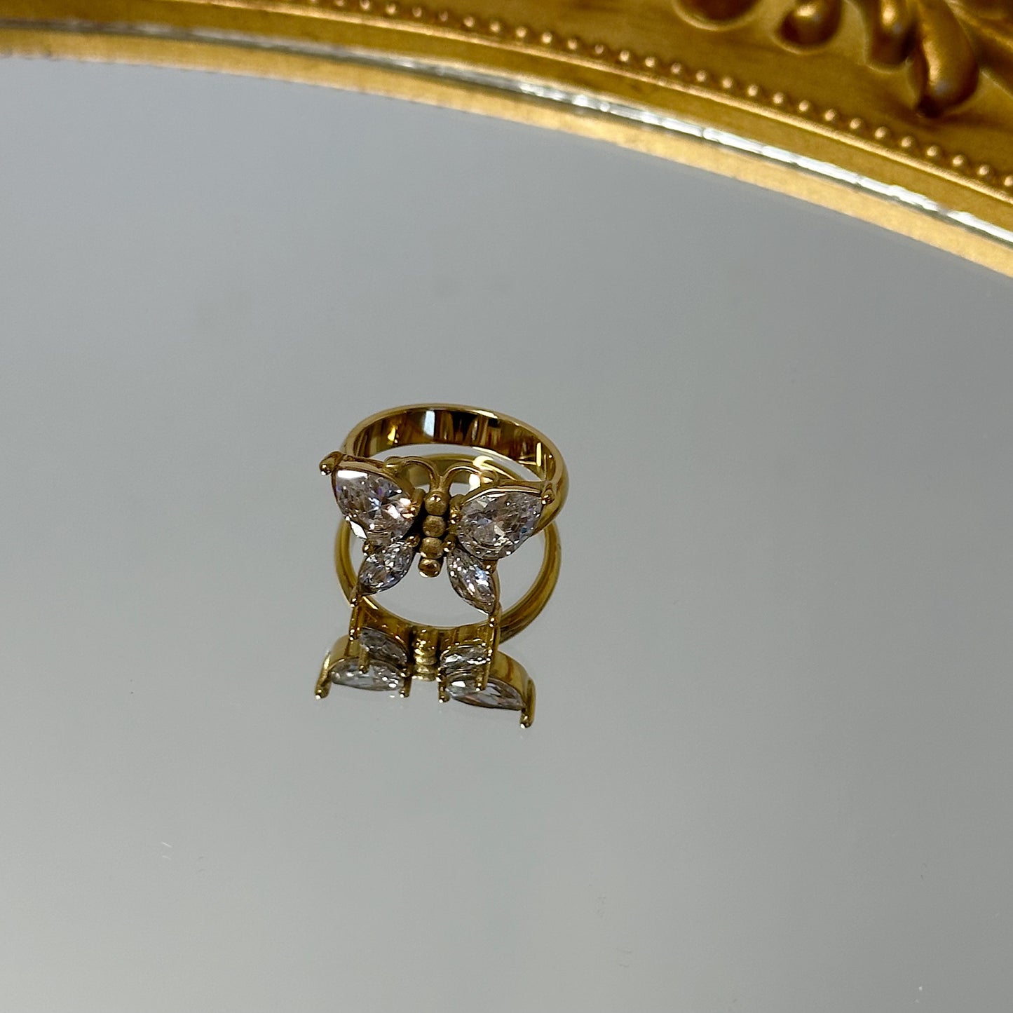 Butterfly gold zirconia ring