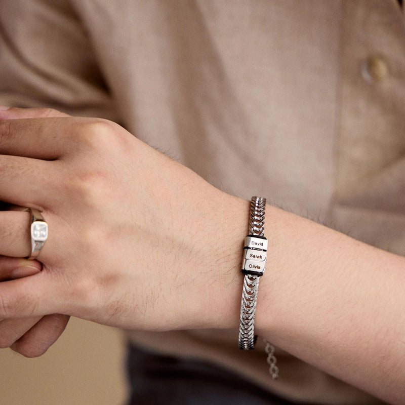 Silver Dad Bracelet with Kids’ Names - Engraved Family Jewelry - Husband Father’s Day Gift