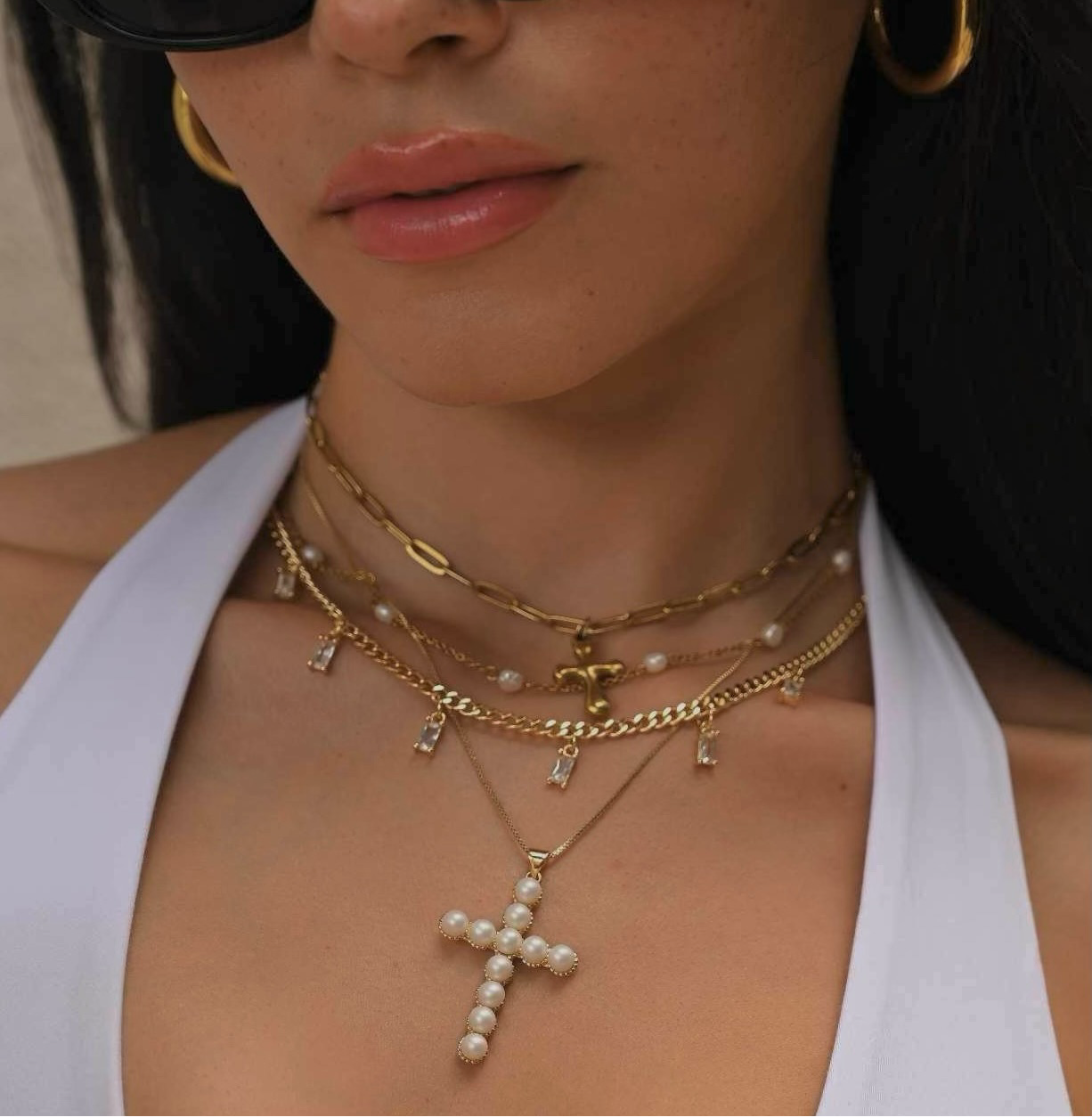 Mia gold necklace with zirconia