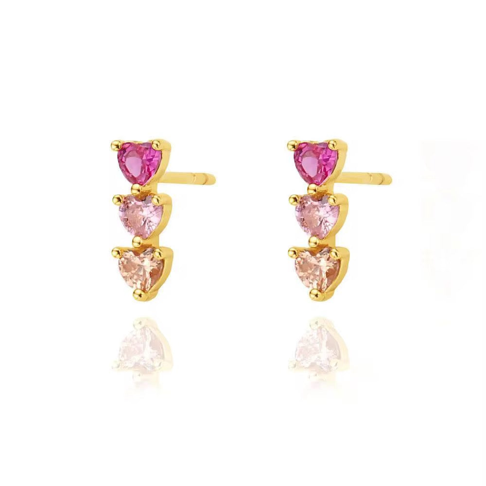 Three heart stacked studs