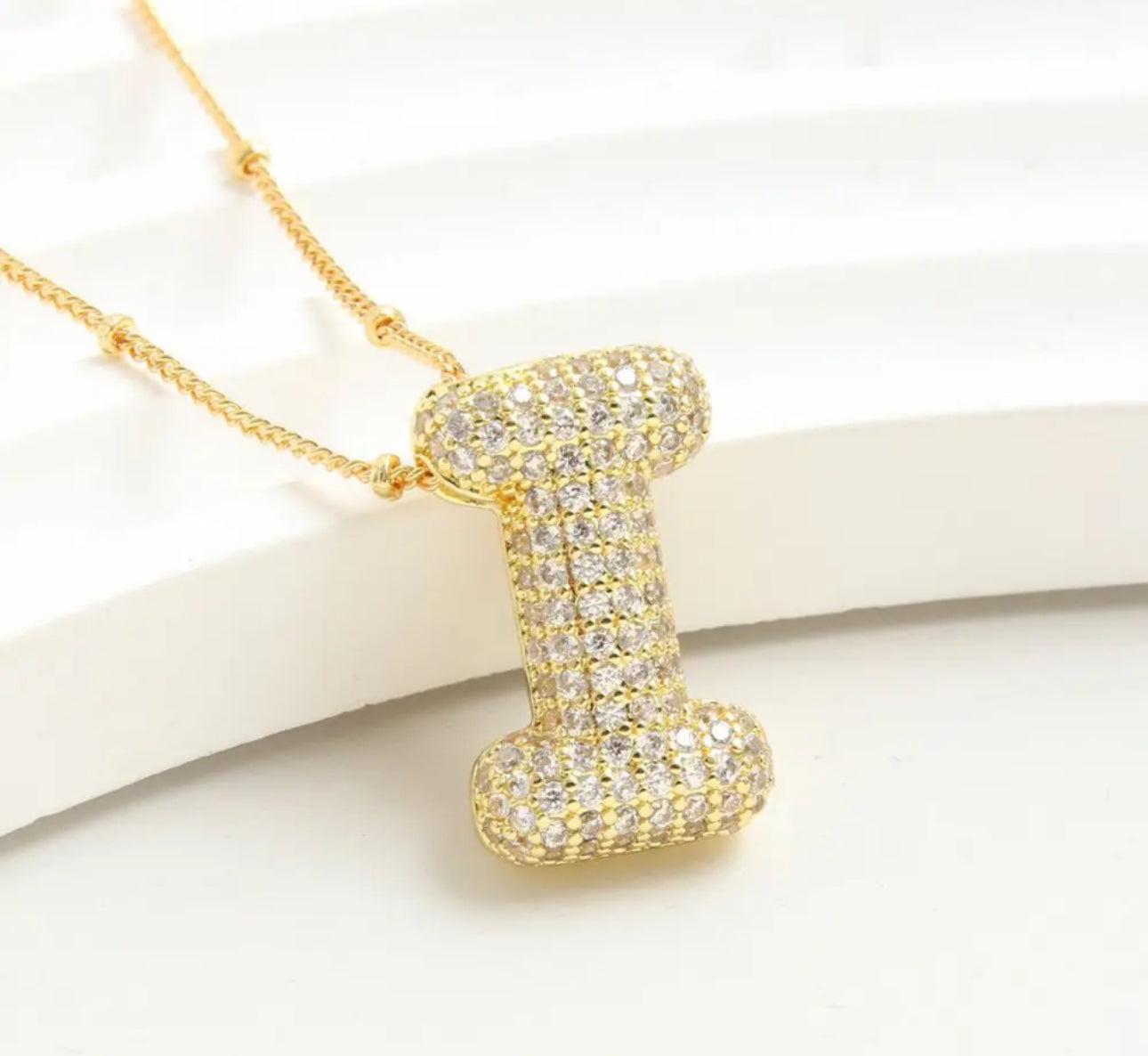 Balloon zirconia initial necklace