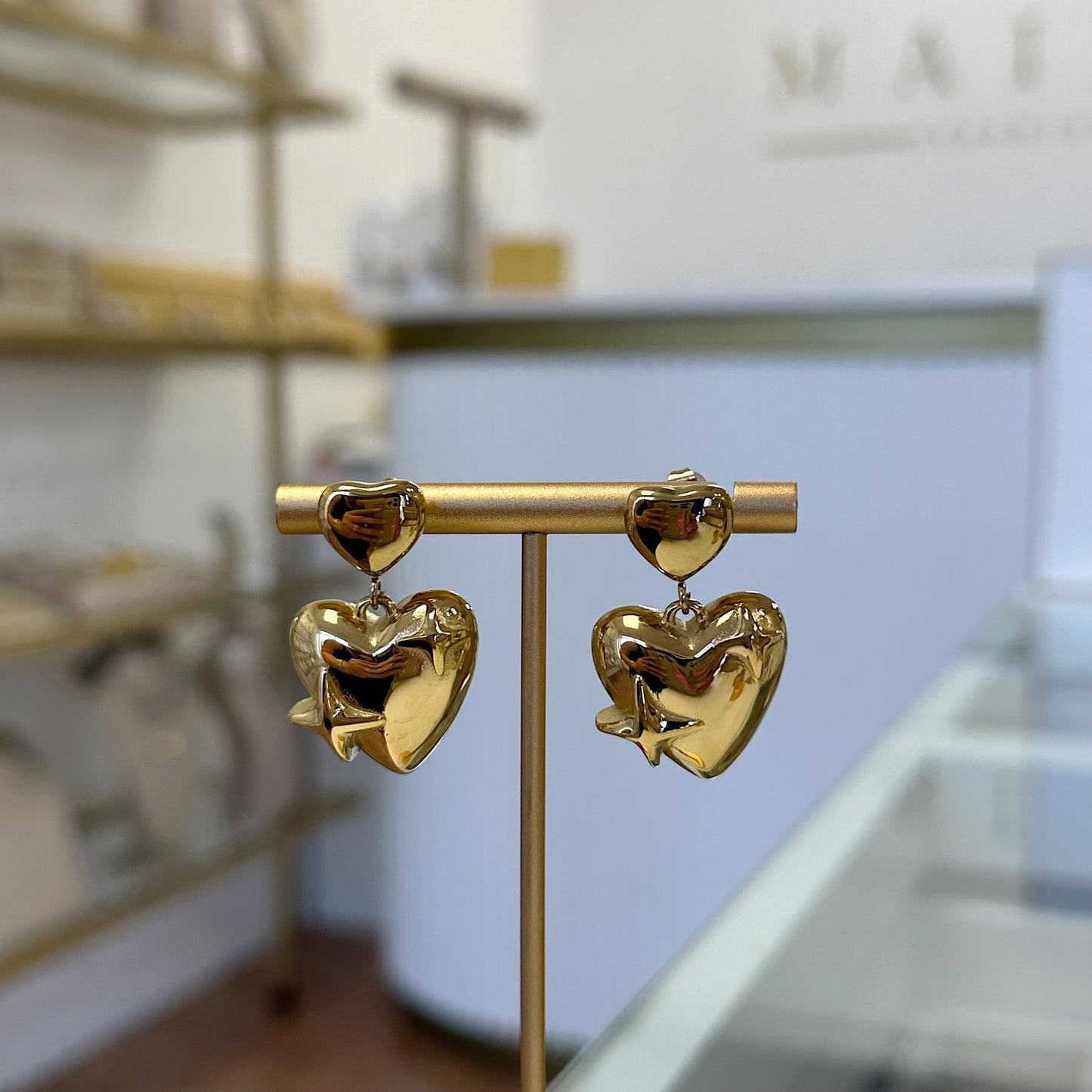 Sparkly double heart earrings
