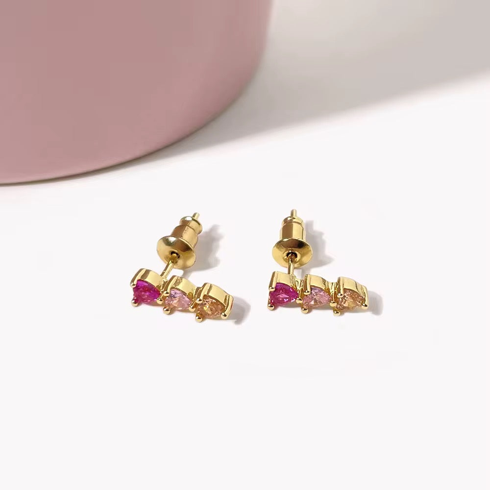 Three heart stacked studs