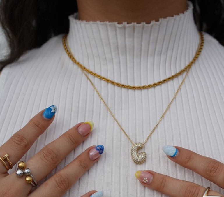 MINI Groovy Initial with Zirconia GOLD Necklace