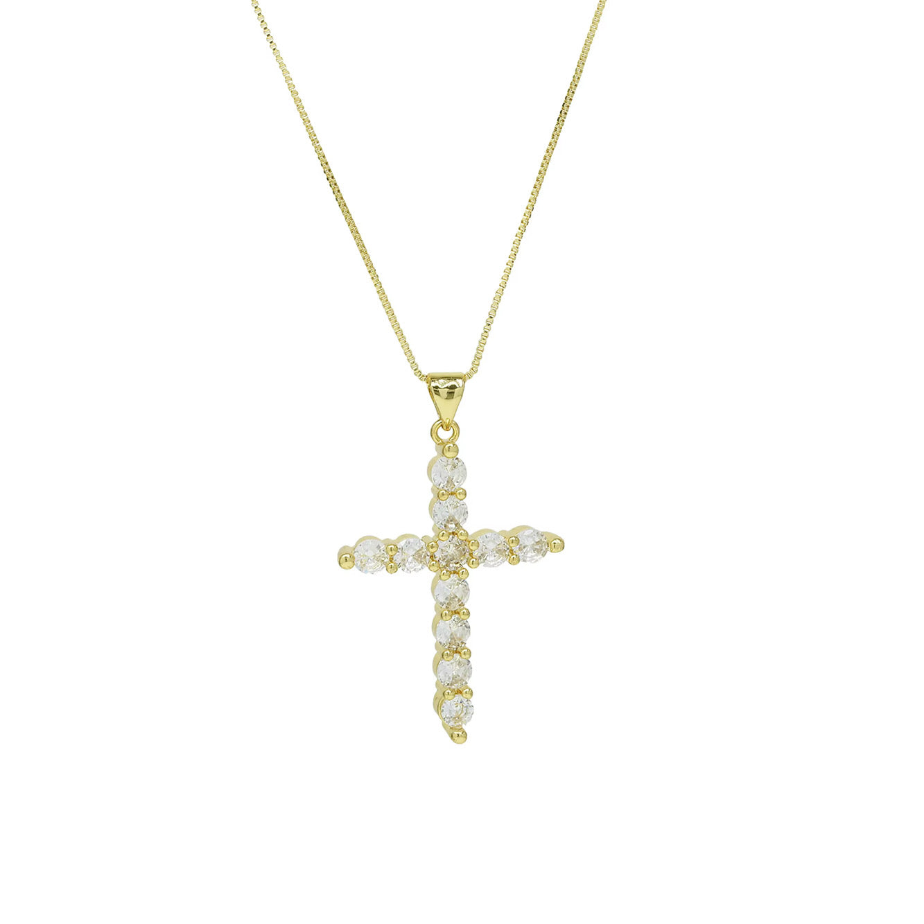 Mon Cross zirconia gold necklace