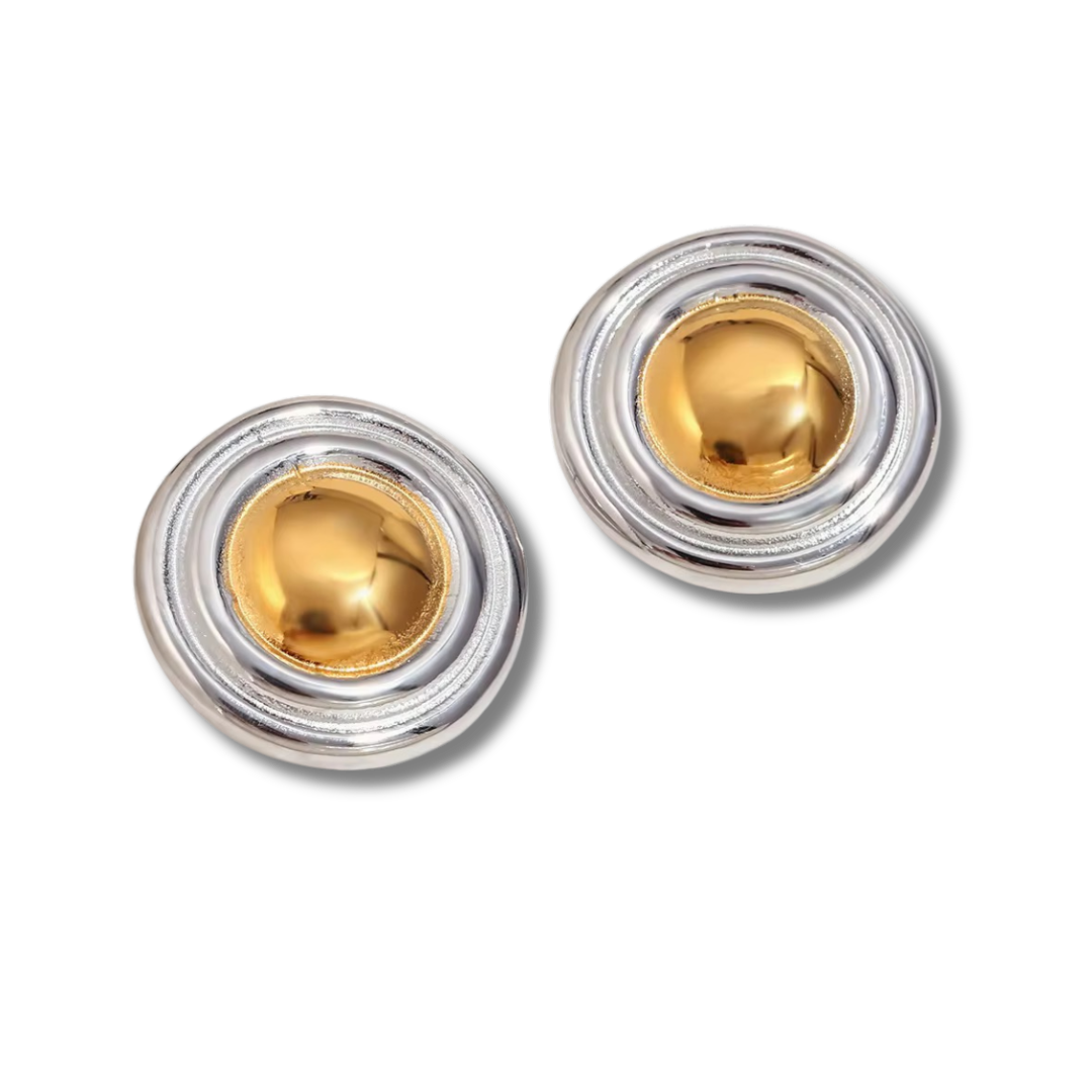 Golden circle bi-color Earrings