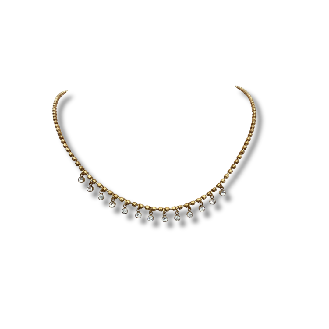 Golden clear drop necklace