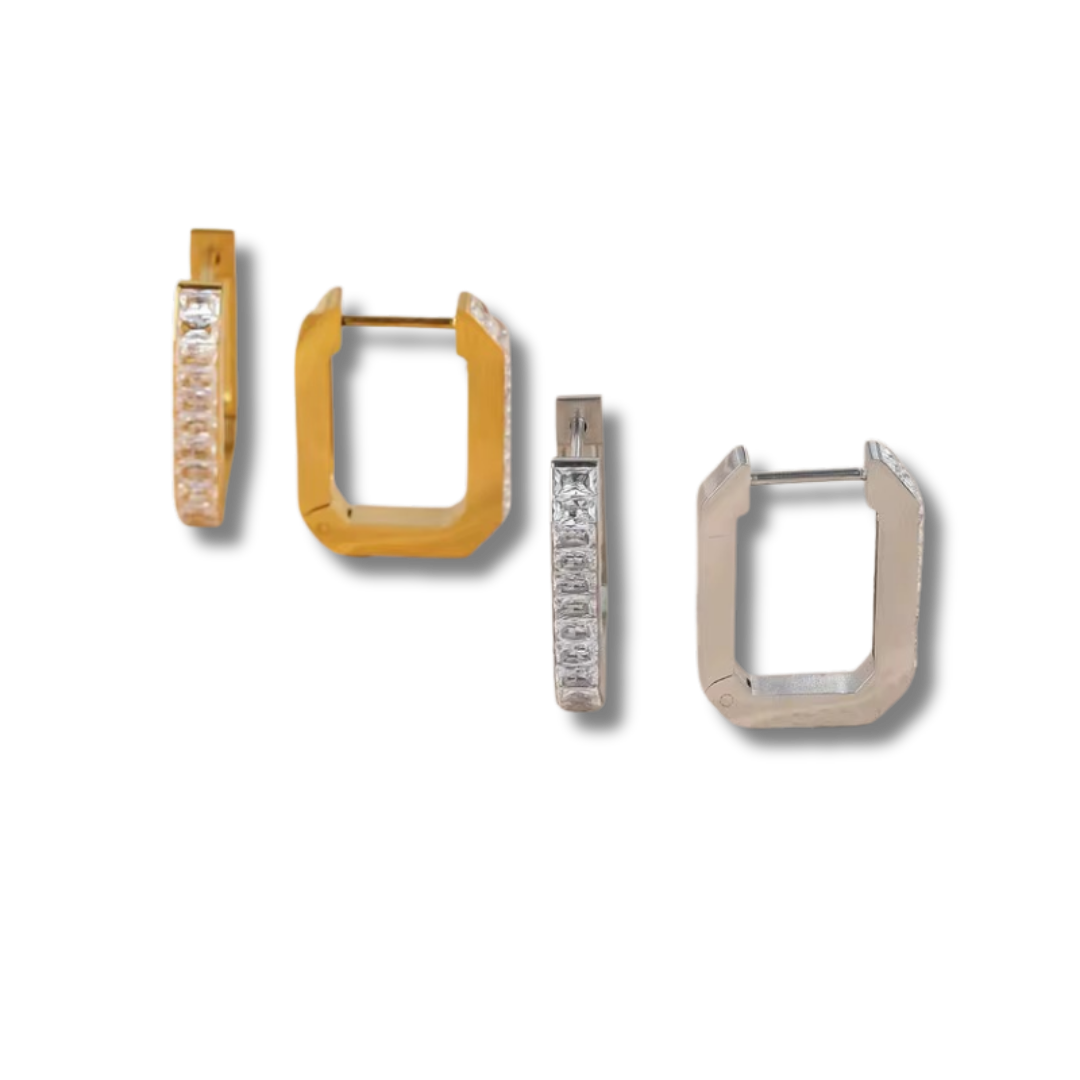 Squared zirconia earrings