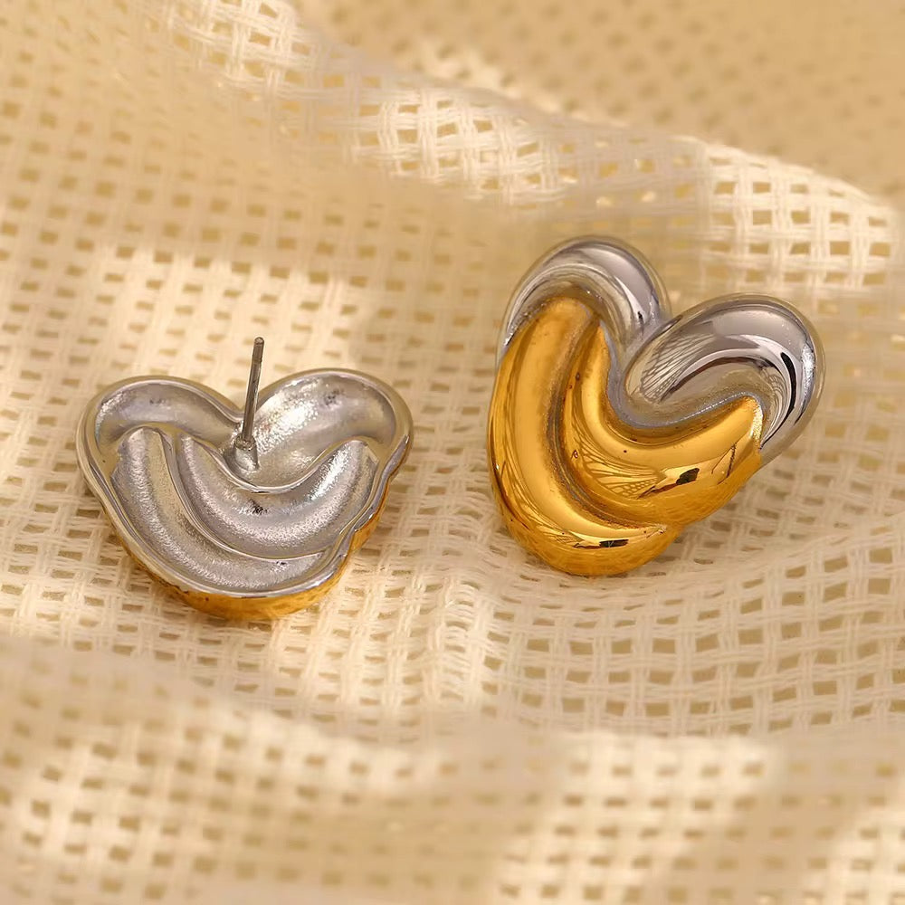 Heart bicolor statement earrings