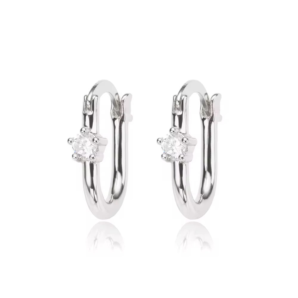 Huggie silver zirconia
