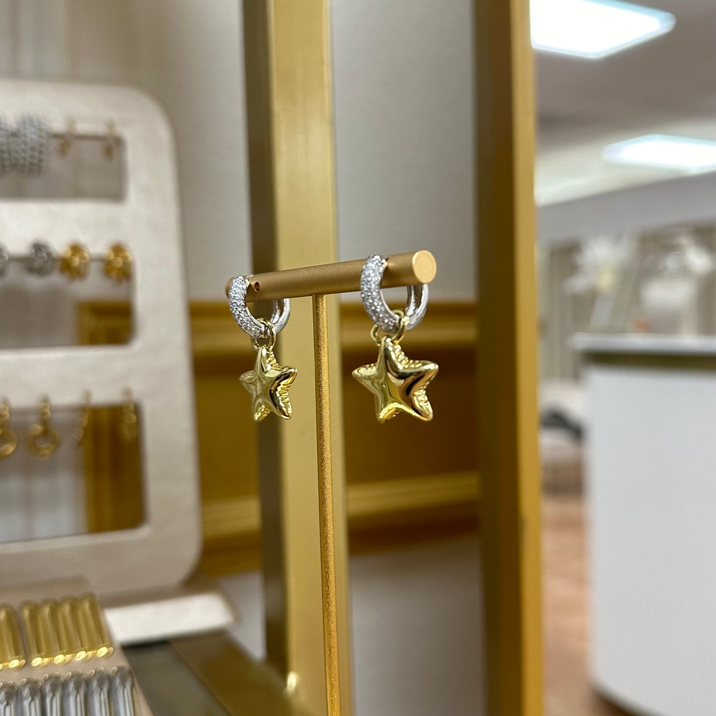 Star Maria zirconia bi-color earrings
