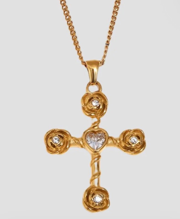 rose cross necklace