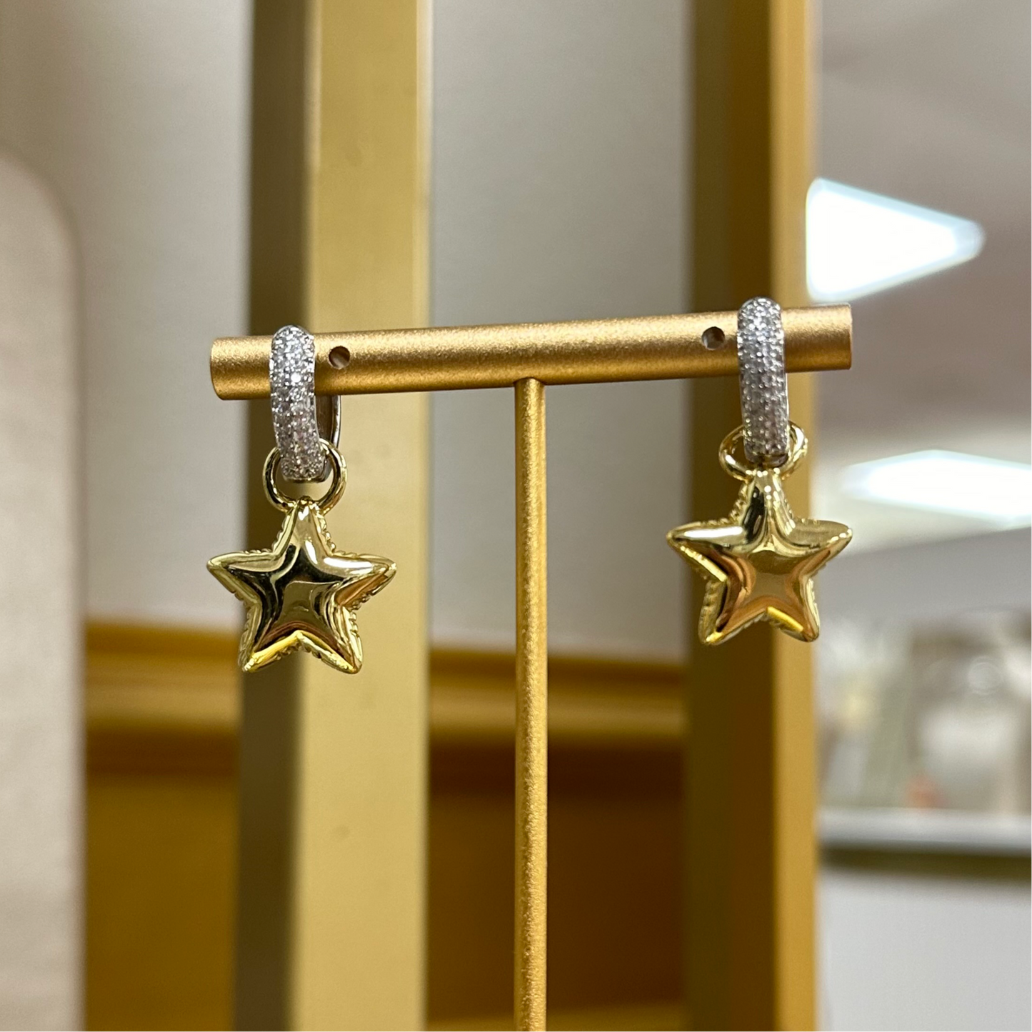 Star Maria zirconia bi-color earrings