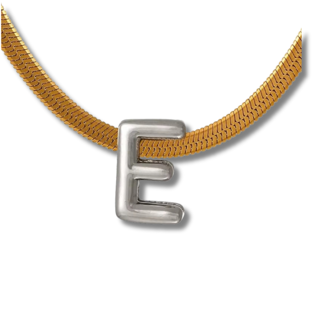 Bi-color Initial letter necklace